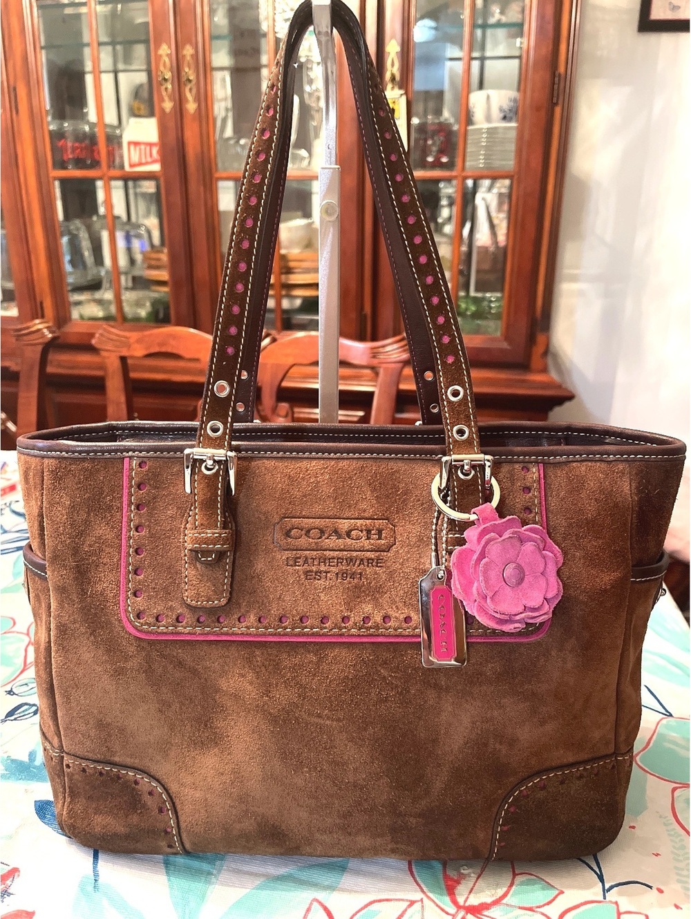 Coach Y2K 2004 Brown Suede Hampton Gallery Tote Bag
